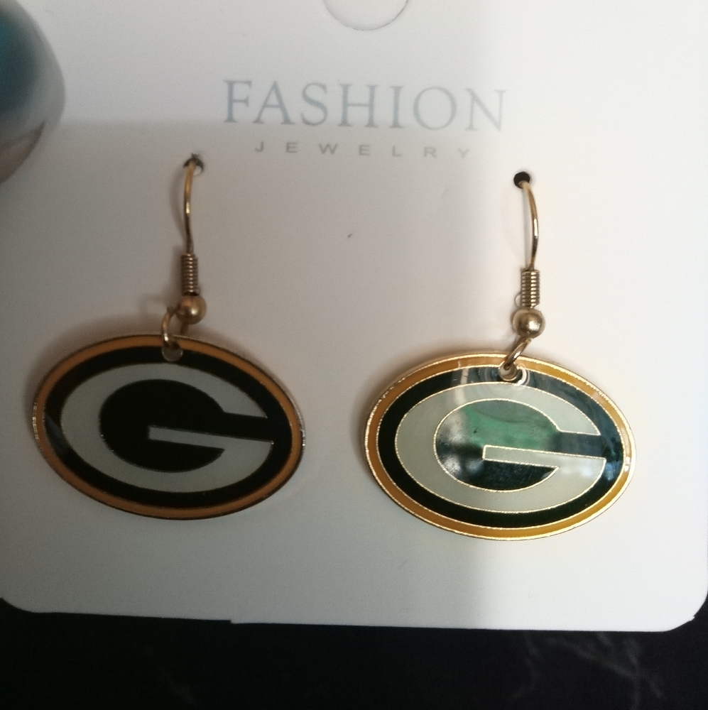 Gold Green Bay Packers earrings